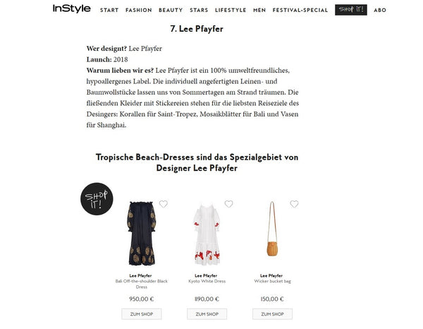 InStyle.DE about Lee Pfayfer brand