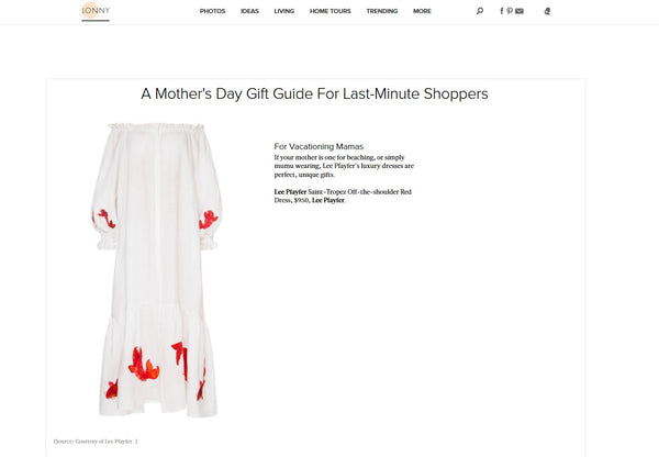 Lee Pfayfer Dress is featured in Lonny.com specially for a Mother's day