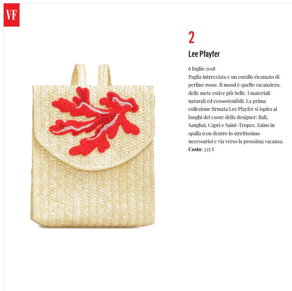 Lee Pfayfer Bag is featured in Vanity Fair.IT