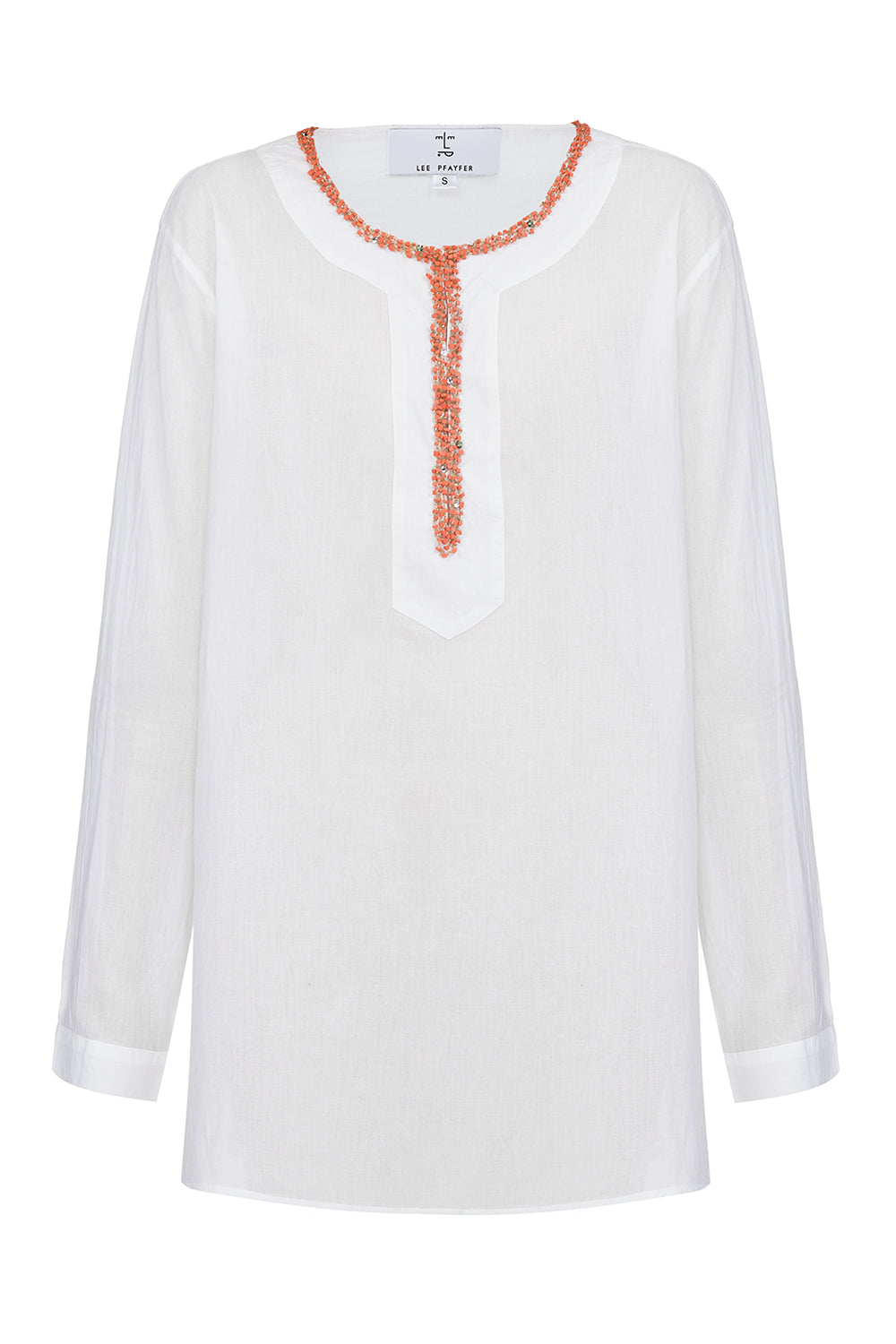Divine white cotton tunic with long sleeves