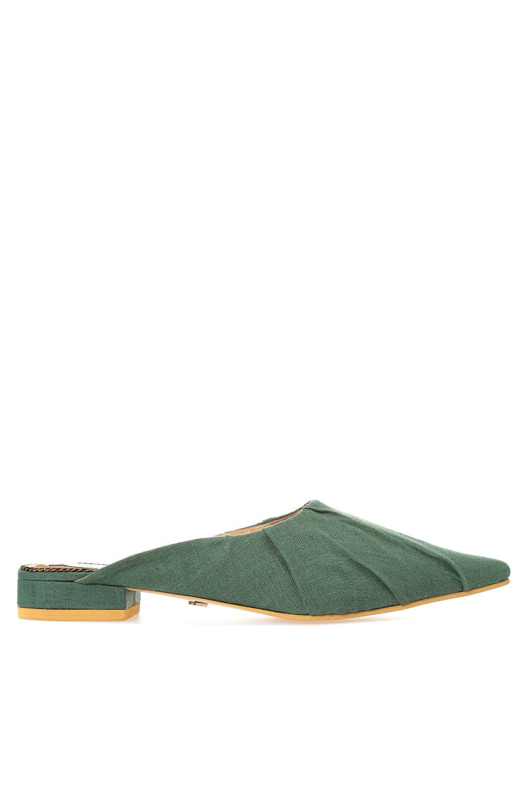 Green Canvas mules